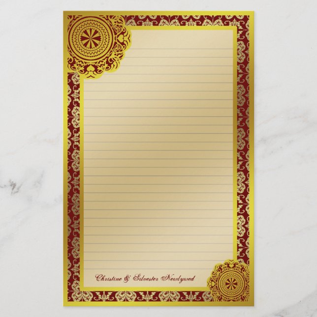Arabesque Guld Snöre, kontorsmateriel Brevpapper (Framsida)