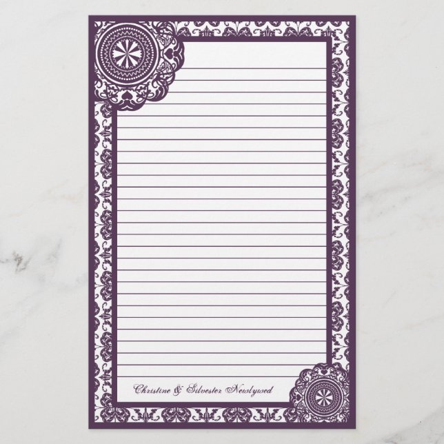 Arabesque Lila Snöre, kontorsmateriel Brevpapper (Framsida)