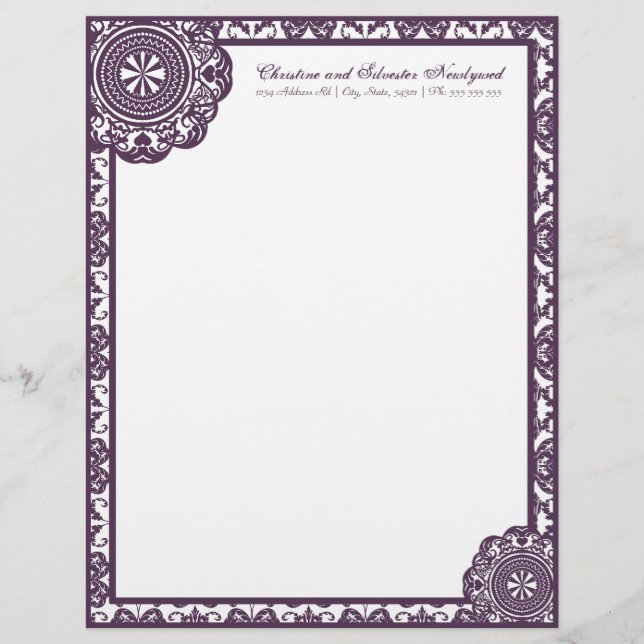 Arabesque Lila Snöre, letterhead Brevhuvud (Framsida)