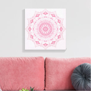 Arabesque Mandala Art - Rosa Symmetrisk Blommigt P Canvastryck