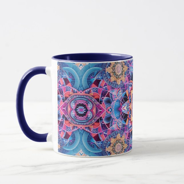 Arabesque Mandala in Blue and Rosa Mugg (Vänster)