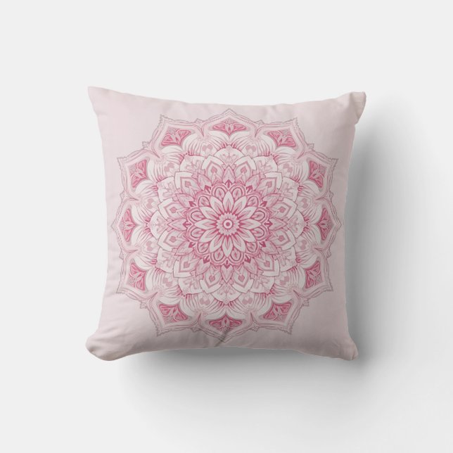 Arabesque Mandala Pillow - Rosa Geometric Decorati Kudde (Framsida)