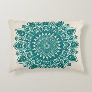 Arabesque Mandala Pillow - Teal Geometric Accent C Prydnadskudde