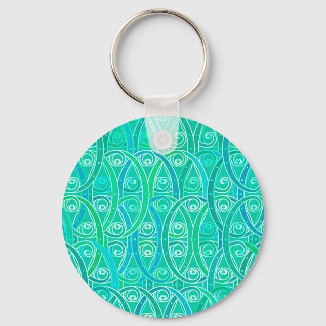 Arabesque mönster - aqua och turkos nyckelring (Framsida)