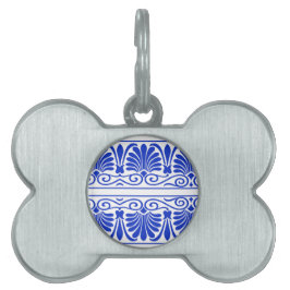 Arabesque Mönster Blue - Grekiska Medelhavet ID-bricka Husdjur
