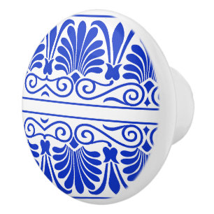 Arabesque Mönster Blue - Grekiska Medelhavet Knopp