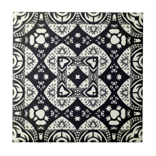 Arabesque Mosaic Tile Mönster Black and White Kakelplatta