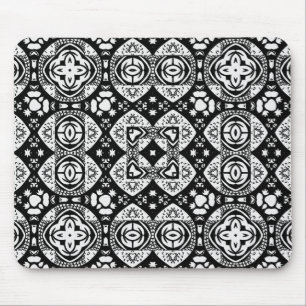 Arabesque Mosaic Tile Mönster Black and White Musmatta