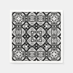 Arabesque Mosaic Tile Mönster Black and White Pappersservett