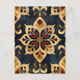 Arabesque Ornamental Mönster Guld och Mörk Tones Vykort