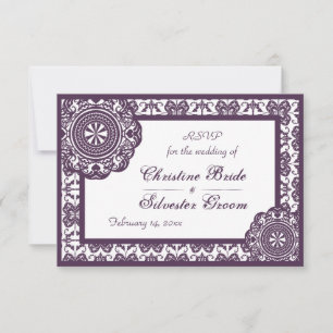 Arabesque Purple Lace, 9x13 cm bröllops-rsvp OSA Kort