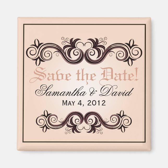 Arabesque Save the Date ( rosa) Magnet (Framsidan)
