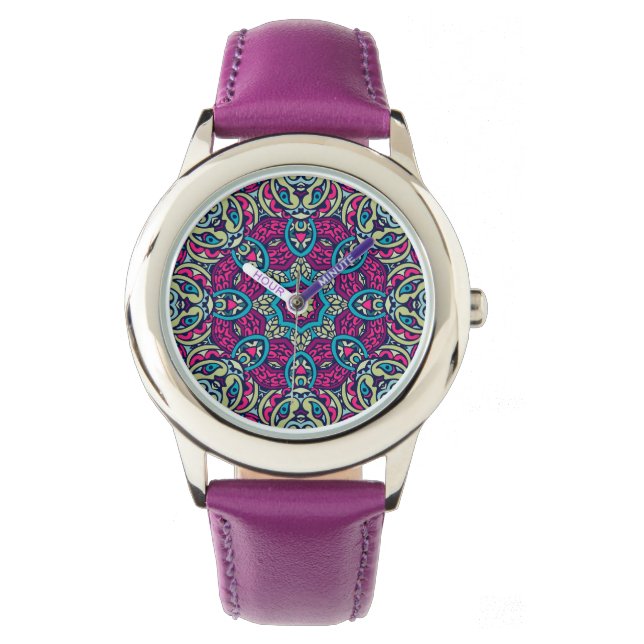 Arabesque Scrapbook Mönster Stainless Steel Watch Armbandsur (Framsida)