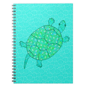 Arabesque swirtle turtle - shades of seafoam grön anteckningsbok med spiral