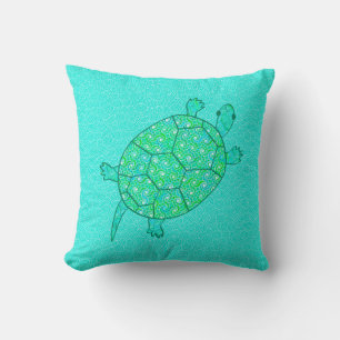 Arabesque swirtle turtle - shades of seafoam grönt kudde