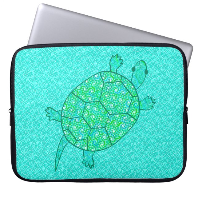 Arabesque swirtle turtle - shades of seafoam grönt laptop fodral (Framsidan)