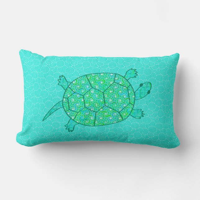 Arabesque swirtle turtle - shades of seafoam grönt lumbarkudde (Framsida)