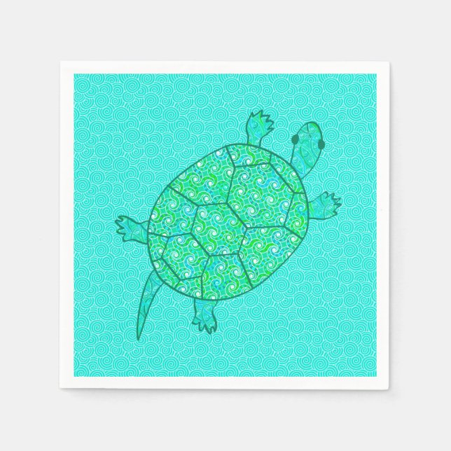 Arabesque swirtle turtle - shades of seafoam grönt pappersservett (Framsidan)