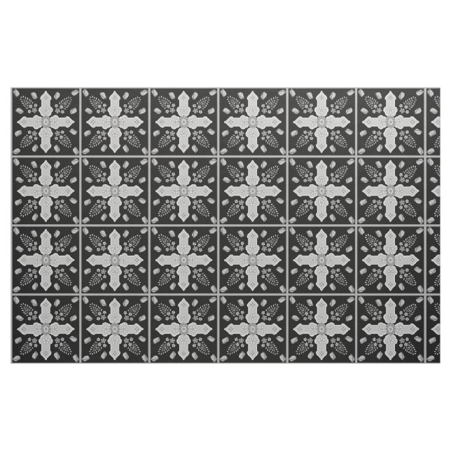 Arabesque Vår i Life Blommigt Kor Silver Black Tyg (Yard)