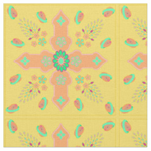 Arabesque Vår of Life Blommigt Kor Melon Färg Tyg