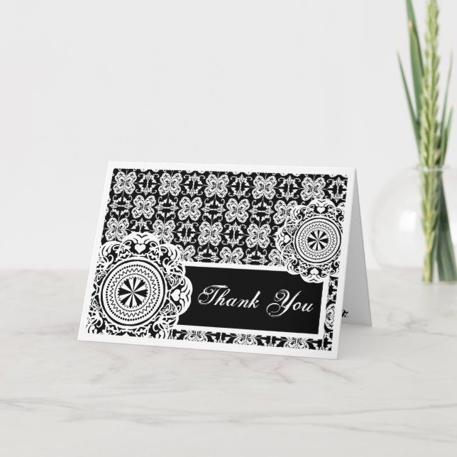 Arabesque Vitt spets, tackkort. Tack Kort (Framsida)