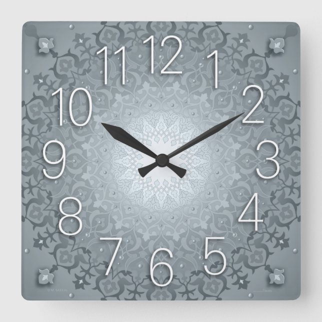 Arabesque Wall Clock grått Fyrkantig Klocka (Framsida)