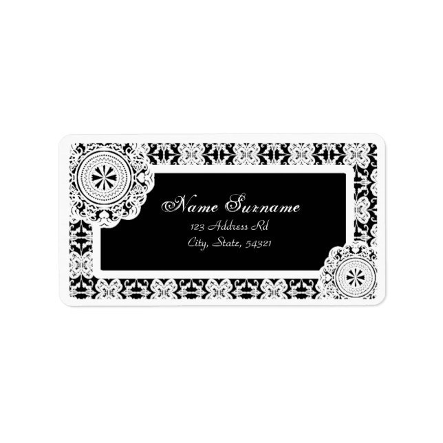 Arabesque White Snöre, adressetiketter (Framsidan)
