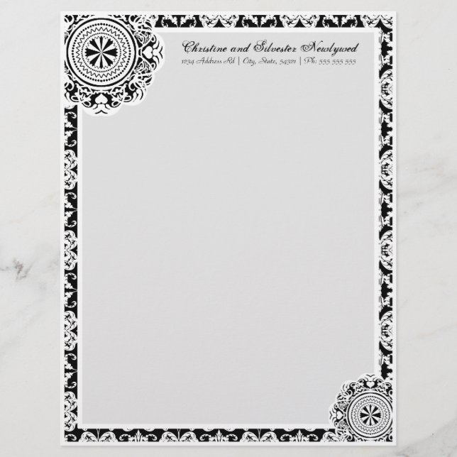 Arabesque White Snöre, letterhead Brevhuvud (Framsida)