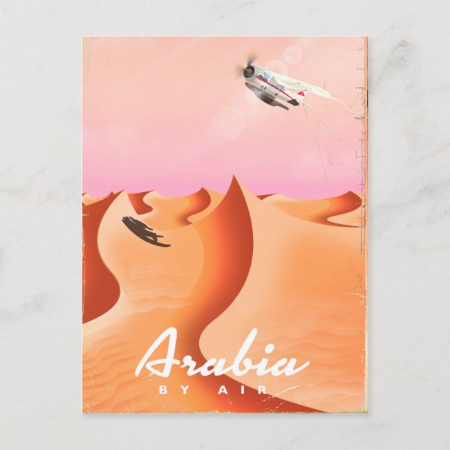 Arabia med flyg resaffisch vykort (Framsida)