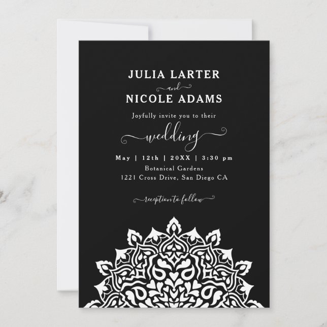 Arabian Art Nouveau Floral Arch Mandala Wedding Inbjudningar (Framsida)