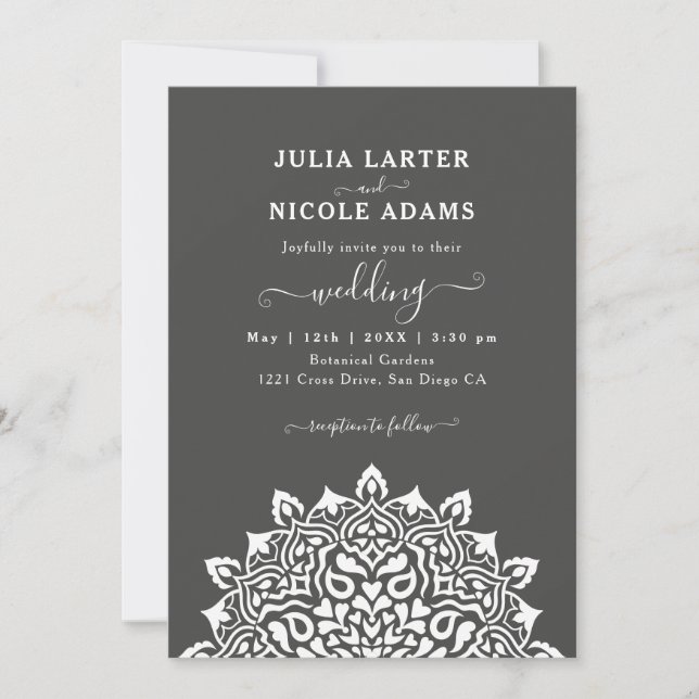 Arabian Art Nouveau Floral Arch Mandala Wedding Inbjudningar (Framsida)