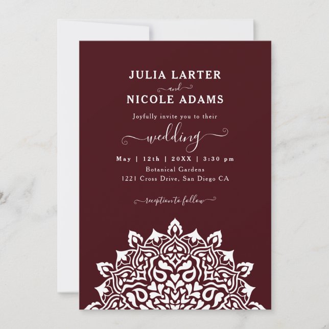 Arabian Art Nouveau Floral Arch Mandala Wedding Inbjudningar (Framsida)