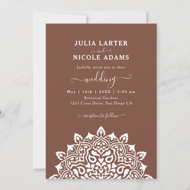 Arabian Art Nouveau Floral Arch Mandala Wedding Inbjudningar (Framsida)