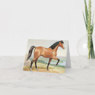Arabian Bay Horse - Vintage Watercolor Fine Art Kort