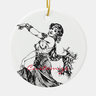 Arabian Belly Dancer Vintage Art Thunder_Cove Julgransprydnad Keramik