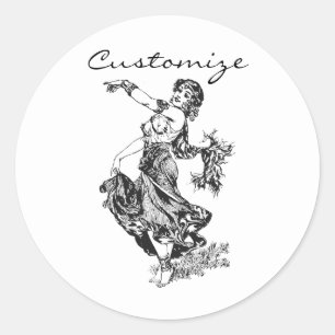 Arabian Belly Dancer Vintage Art Thunder_Cove Runt Klistermärke