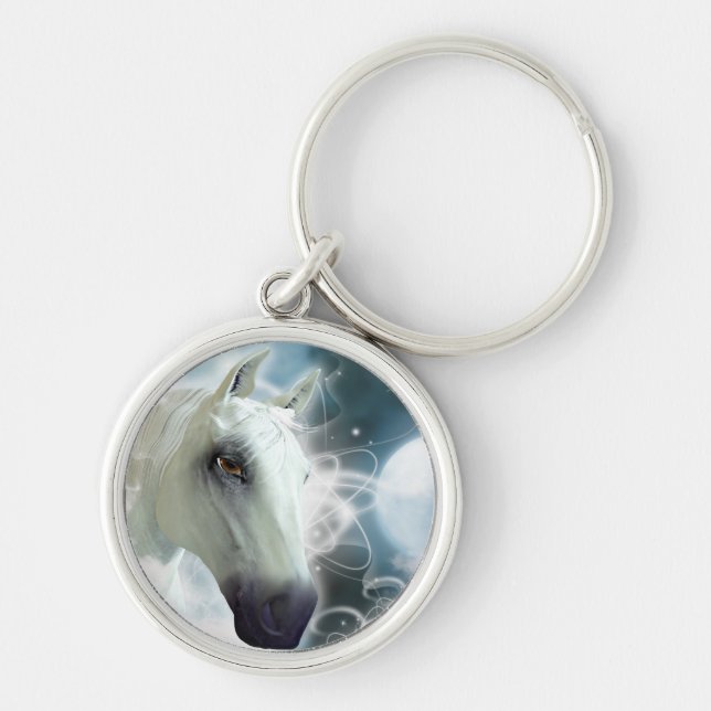 Arabian Horse Rund Silverfärgad Nyckelring (Framsidan)