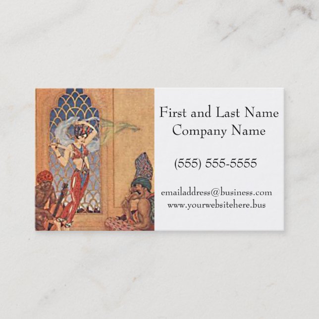 Arabian Nights Exotic Belly Dancer with Scarves Visitkort (Framsida)