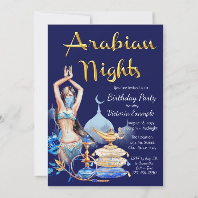 Arabian Nights Födelsedagsfestinbjudningar Inbjudningar (Framsida)