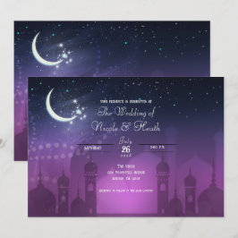 Arabian Nights Marockanska Lila Månskensbröllop Inbjudningar