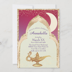 Arabian Nights Red och Guld Aladdin Fairytale Inbjudningar
