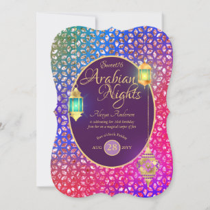 Arabian Nights Sweet 16 Quinceanera ANY AGE Party Inbjudningar