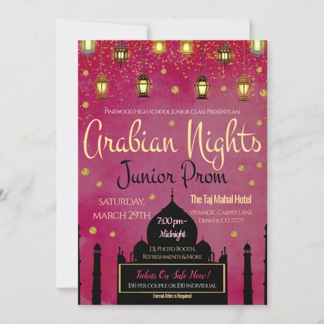 Arabian Nights Theme Junior Prom-inbjudan Inbjudningar (Framsida)