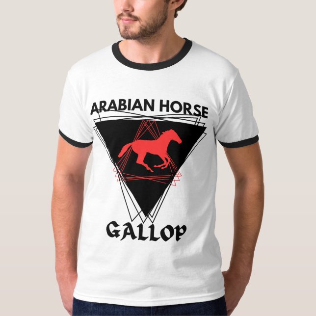 Arabian Tävla Horse Stallion Equestrian Jockey T Shirt (Framsida)