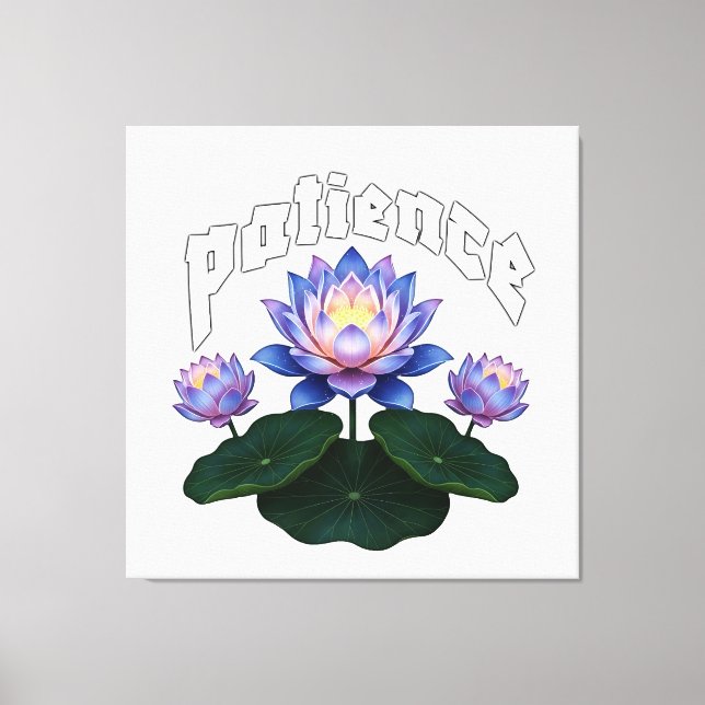 Arabic Calligraphy Sabr Patience - Zen Lotus Flowe Canvastryck (Framsida)