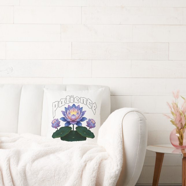 Arabic Calligraphy Sabr Patience - Zen Lotus Flowe Kudde (Soffa)