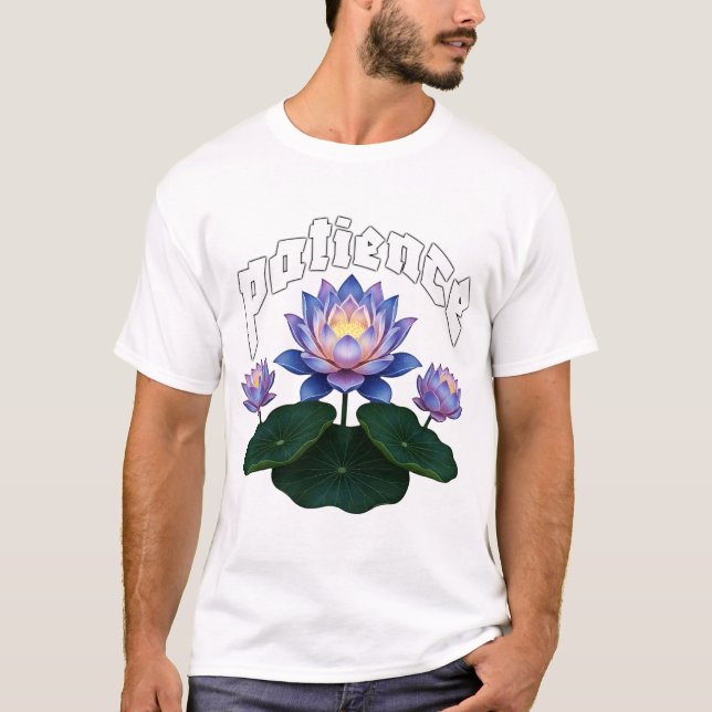 Arabic Calligraphy Sabr Patience - Zen Lotus Flowe T Shirt (Framsida)