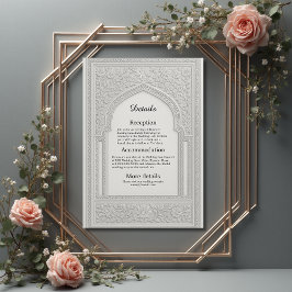 arabic Silver Embossed Blommigt Arch Bröllop Tilläggskort