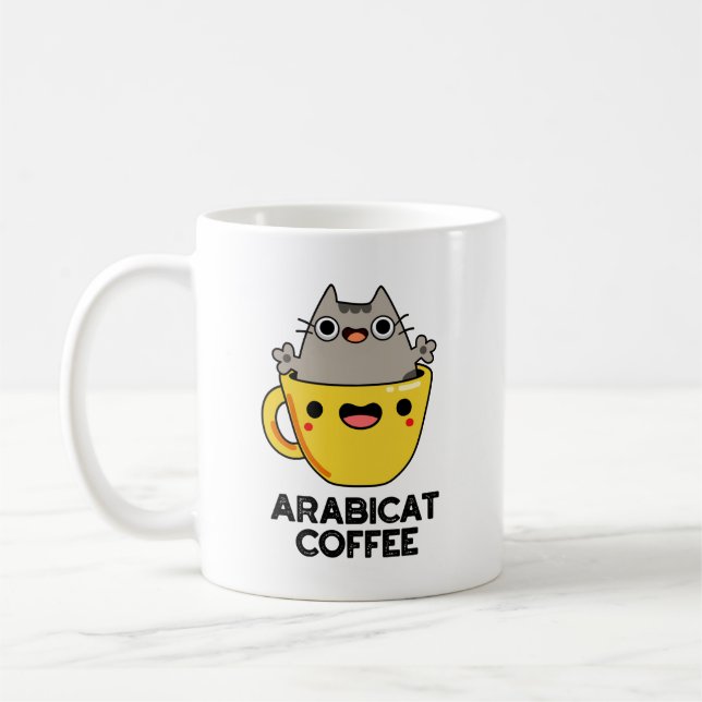 Arabicat Coffee Funny Arabica Cat Pun Kaffemugg (Vänster)