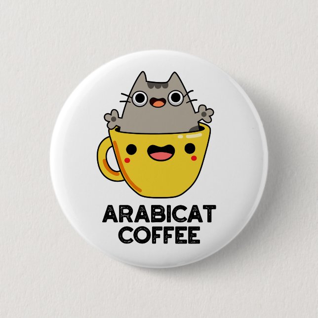 Arabicat Coffee Funny Arabica Cat Pun Knapp (Framsida)